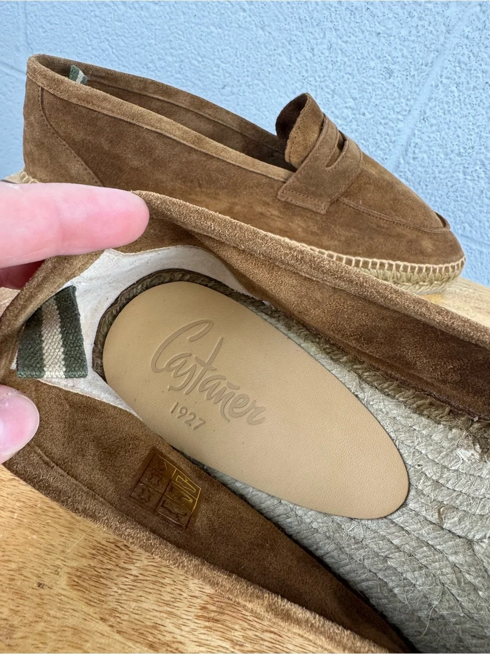 Castañer Nacho Brown Suede Penny Loafer Espadrilles Men’s EU 43 Spain